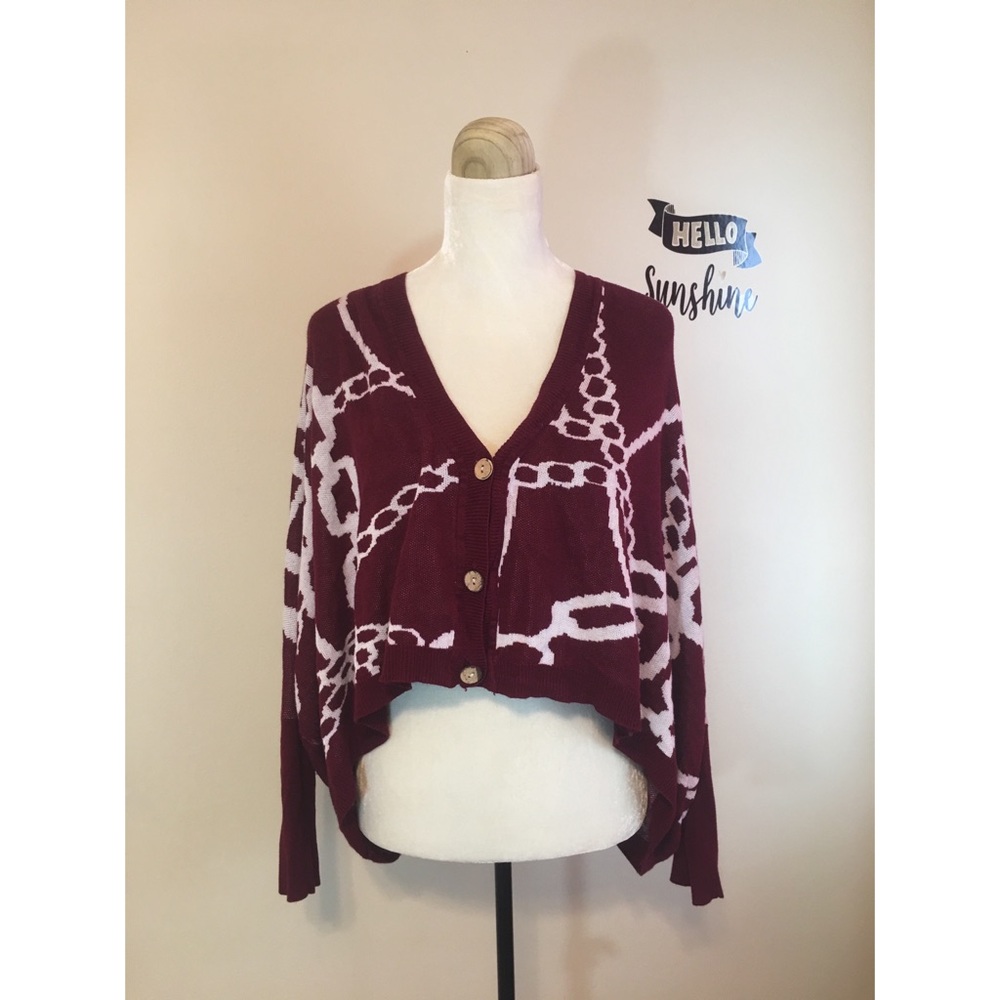 ❤️Wine color loose style cardigan...Must-Have